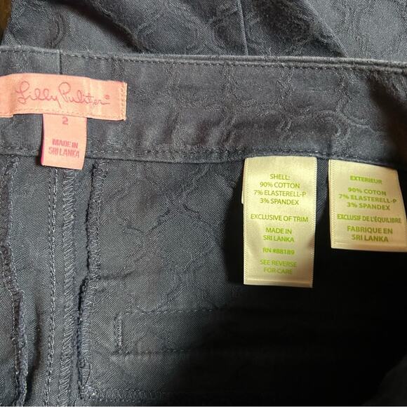 Lilly Pulitzer Navy Textured Ankle Length Slim Fit Pants Size 2 - Picture 3 of 5